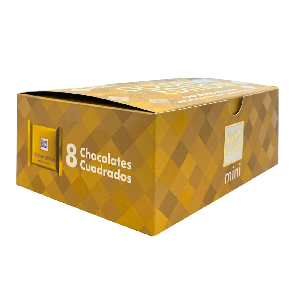 ESTUCHE DE CHOCOLATE MINI RITTER SPORT - GOLDEN EDITION - PACK CON 2 ESTUCES CON 8 PIEZAS C/U