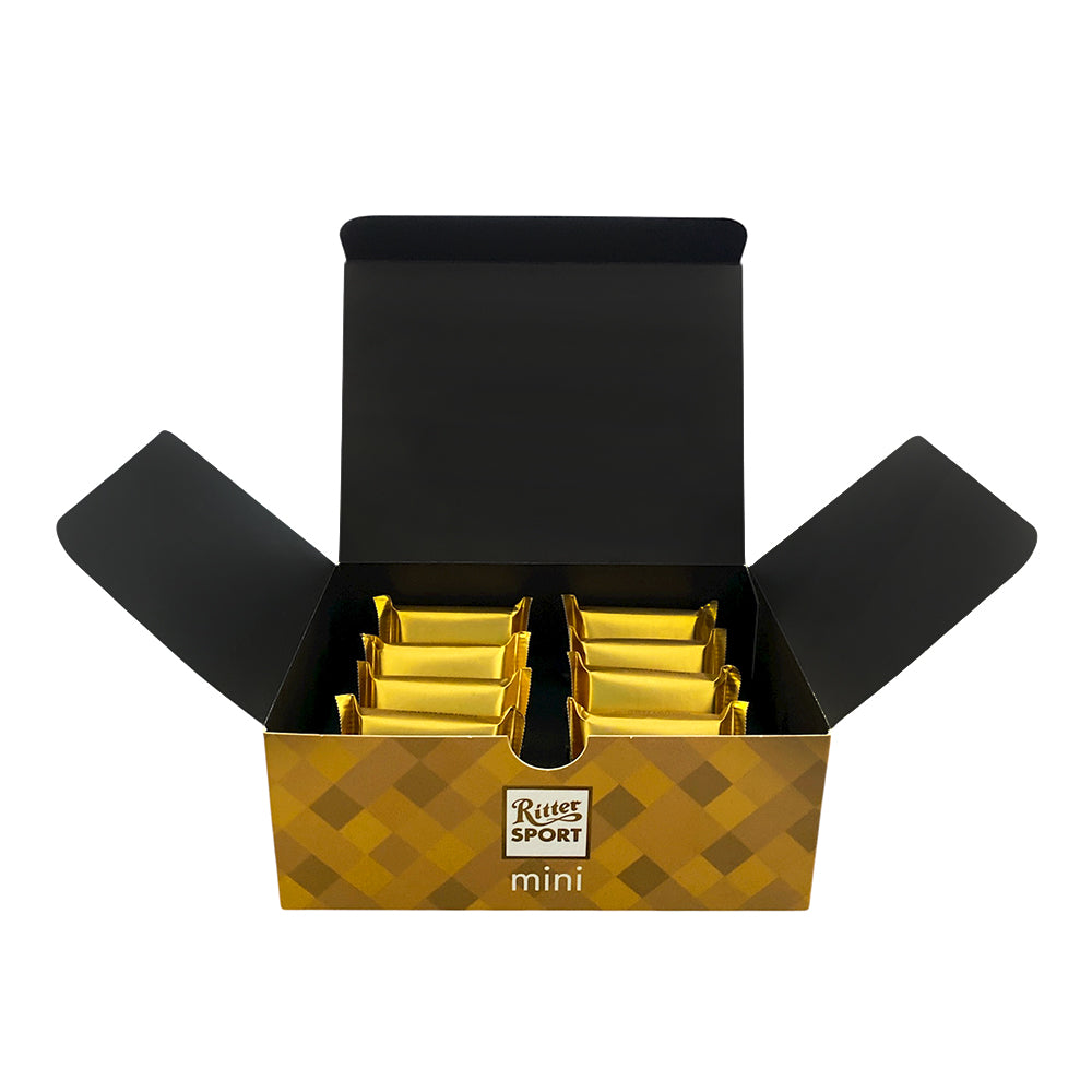 ESTUCHE DE CHOCOLATE MINI RITTER SPORT - GOLDEN EDITION - PACK CON 2 ESTUCES CON 8 PIEZAS C/U