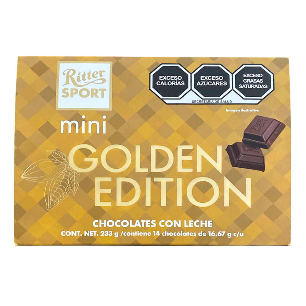 ESTUCHE DE CHOCOLATE MINI RITTER SPORT - GOLDEN EDITION PACK CON 14 PIEZAS