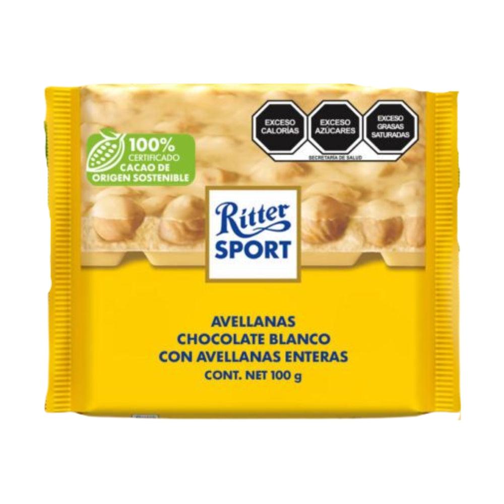 Chocolate Ritter Sport Blanco con Avellanas Enteras
