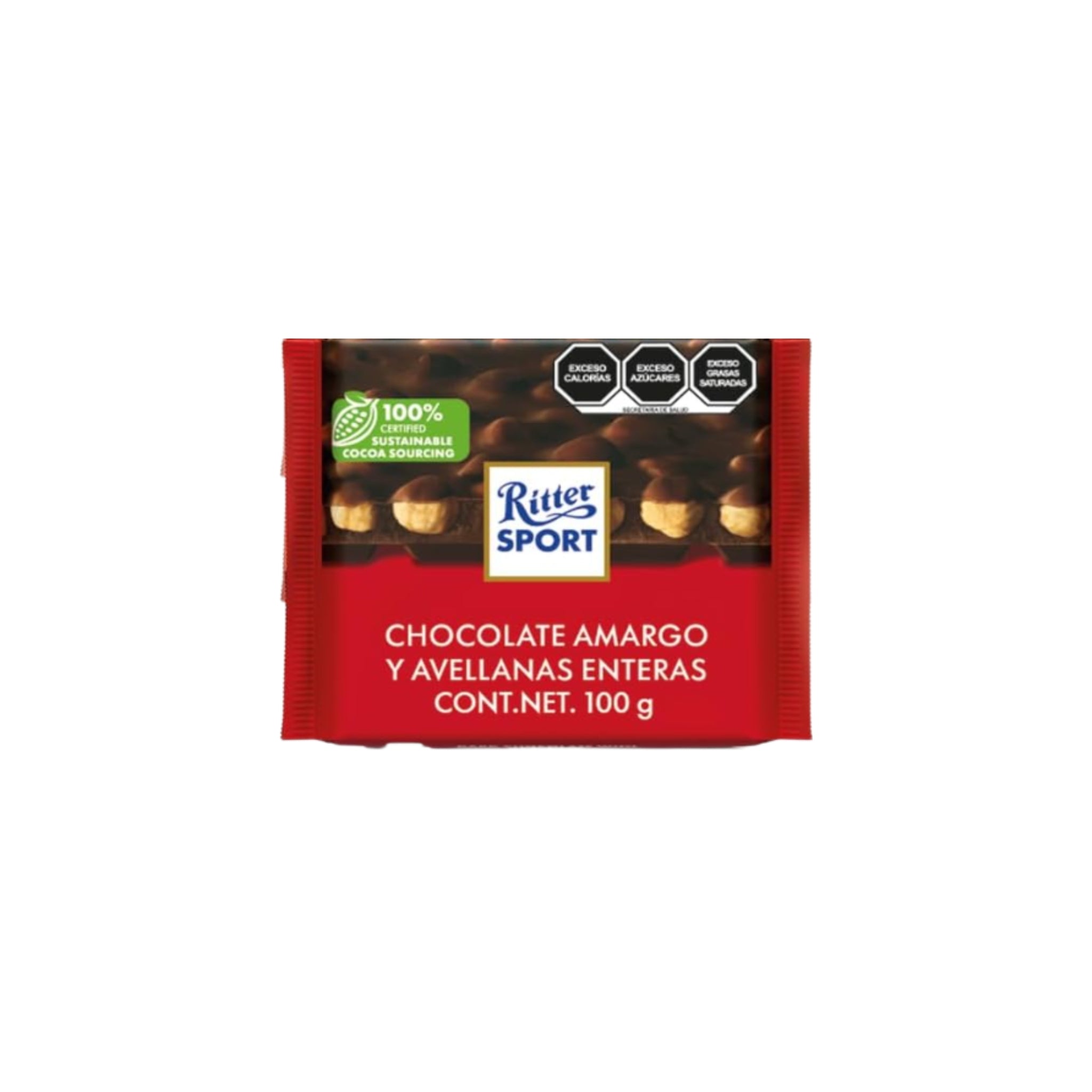 Chocolate Ritter Sport amargo con avellanas enteras 100g