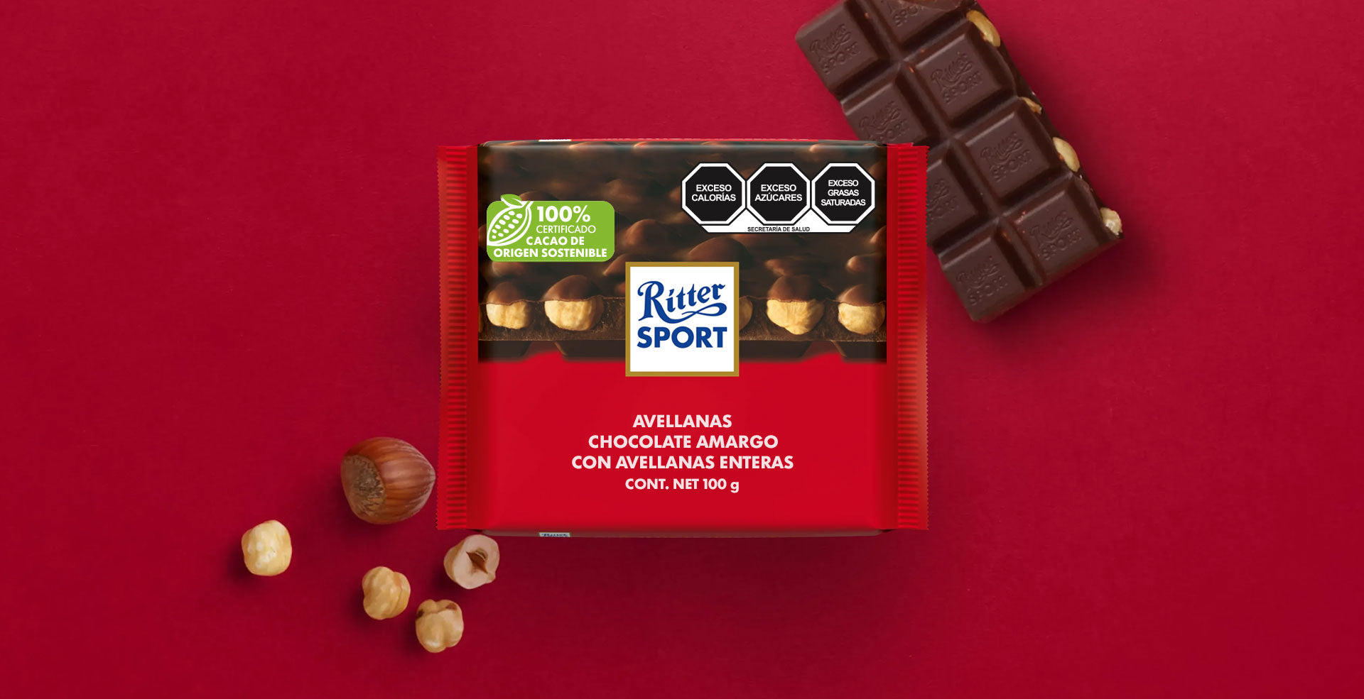 Chocolate amargo con avellanas enteras 100g