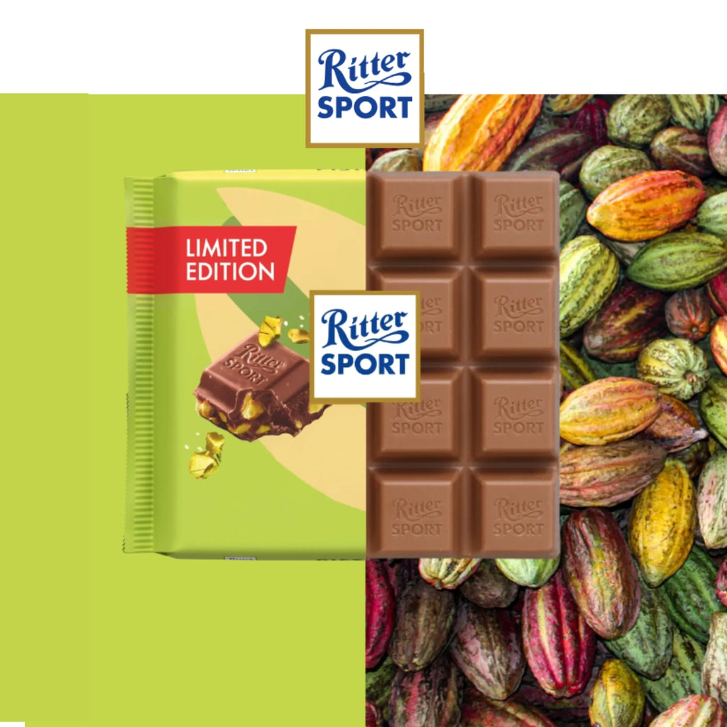Chocolate Ritter Sport de leche con Pistaches 100 grs.
