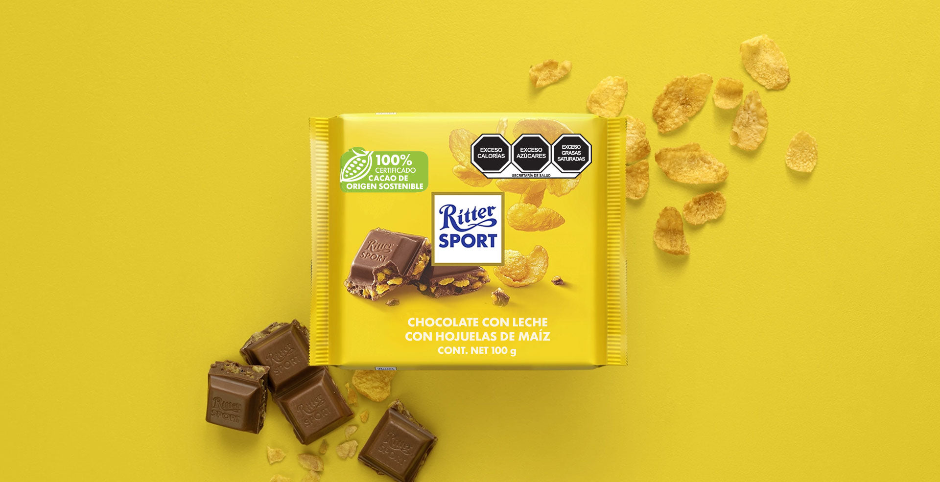 Chocolate Ritter Sport Leche con Corn Flakes 100 gramos
