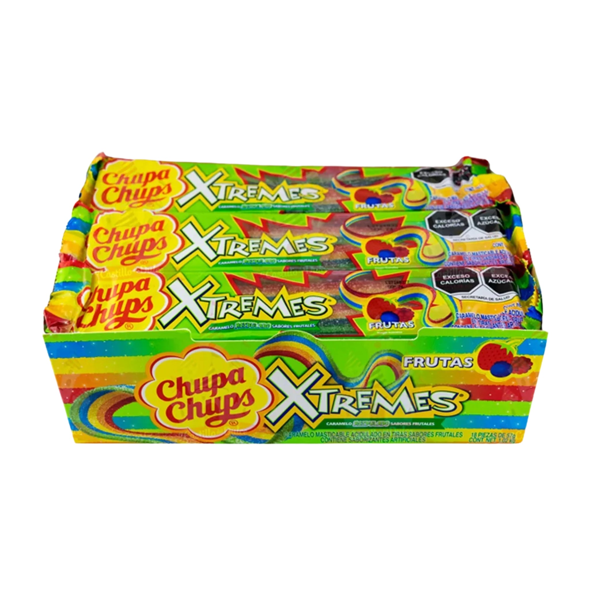 Chupa Chups Xtremes Fruit Strips Display pack with 18 pieces
