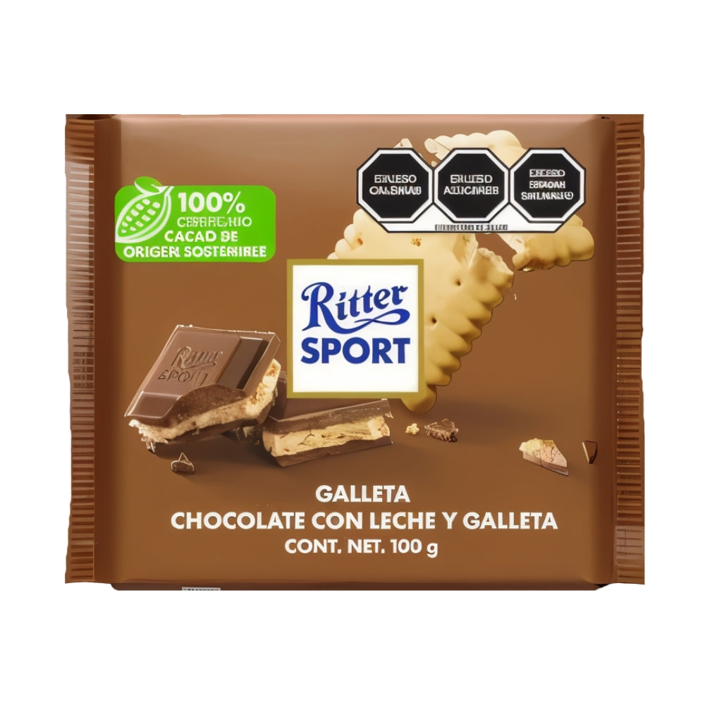 Chocolate Ritter Sport con Galleta 100 gramos