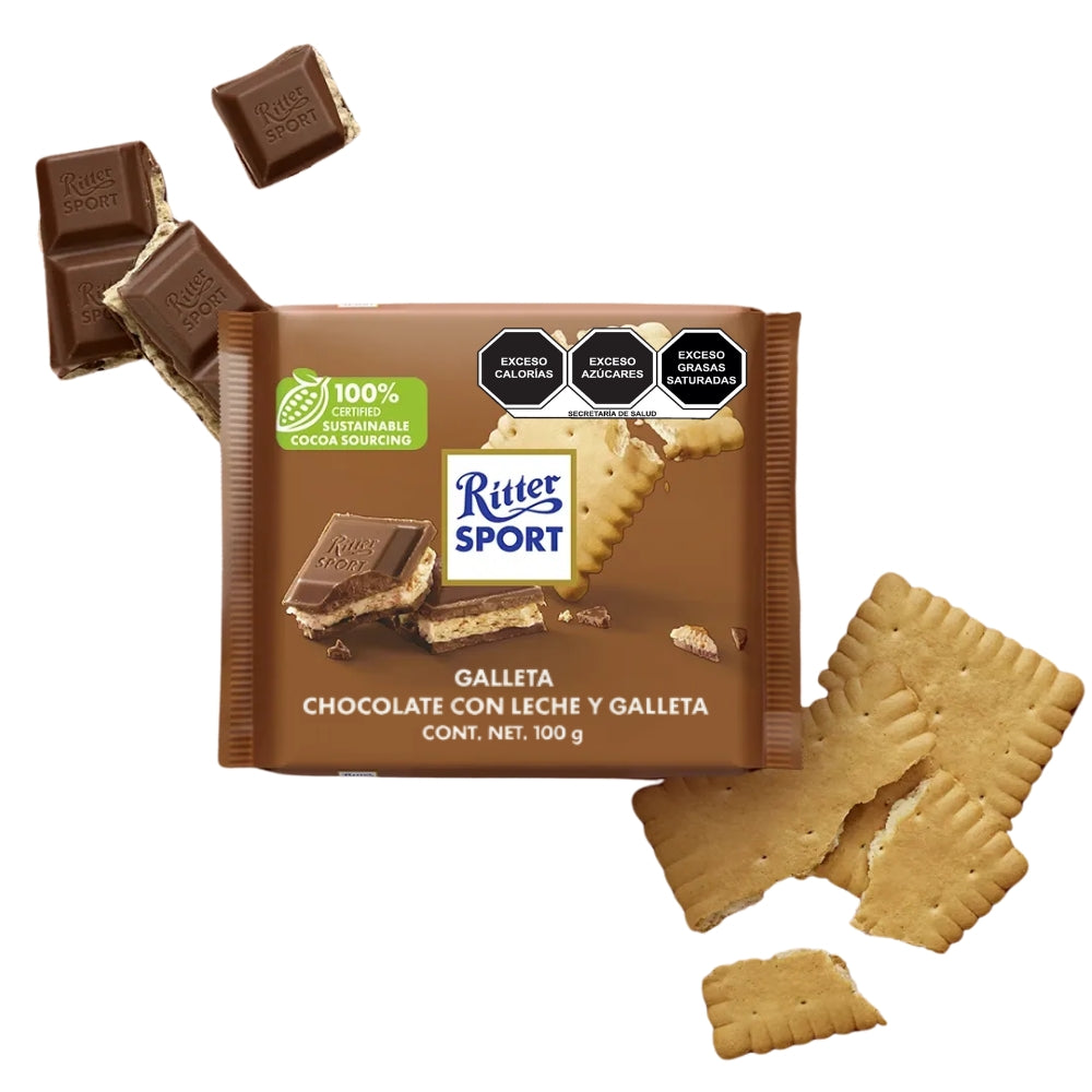 Chocolate Ritter Sport con Galleta 100 gramos
