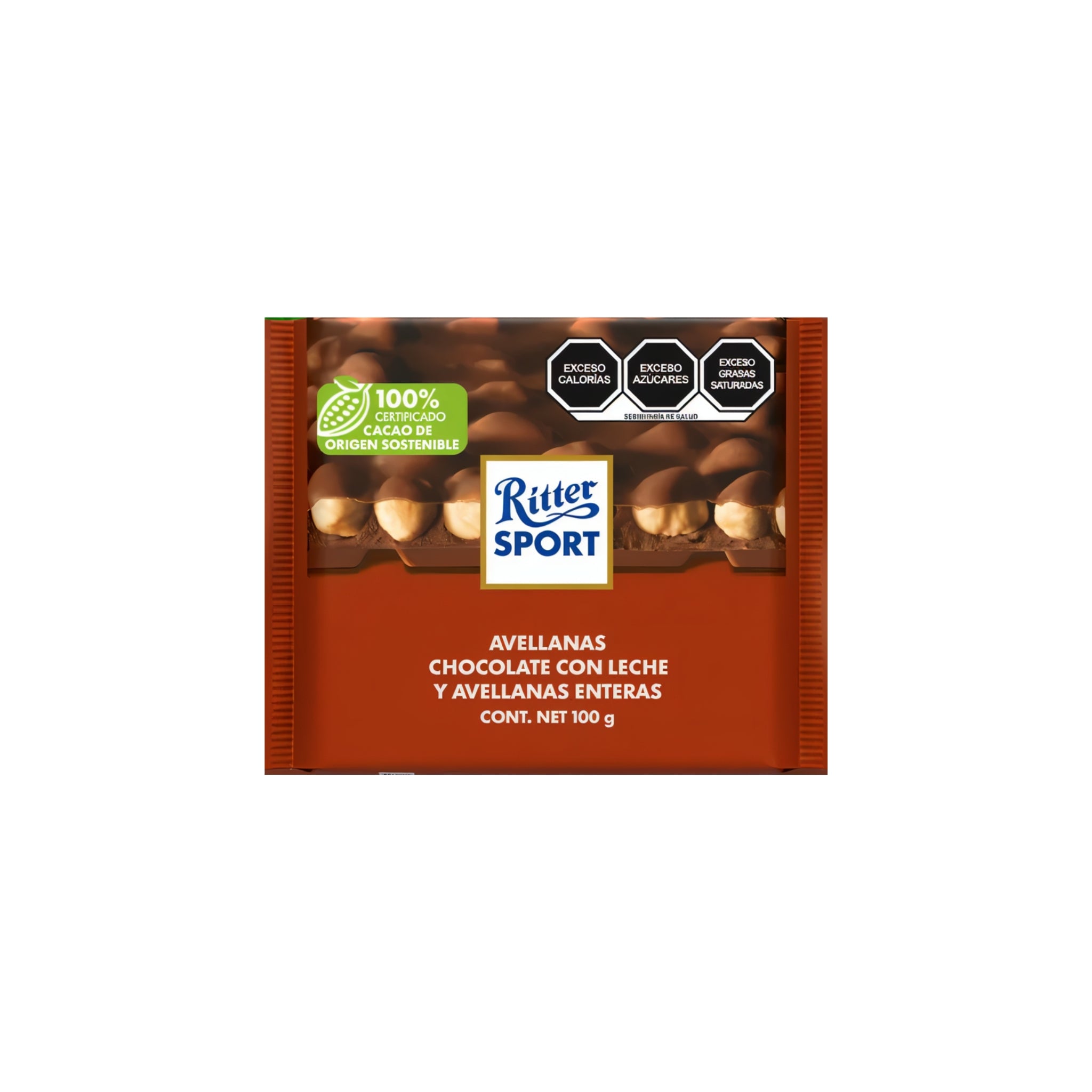 Chocolate Ritter Sport con leche y avellanas enteras 100 g