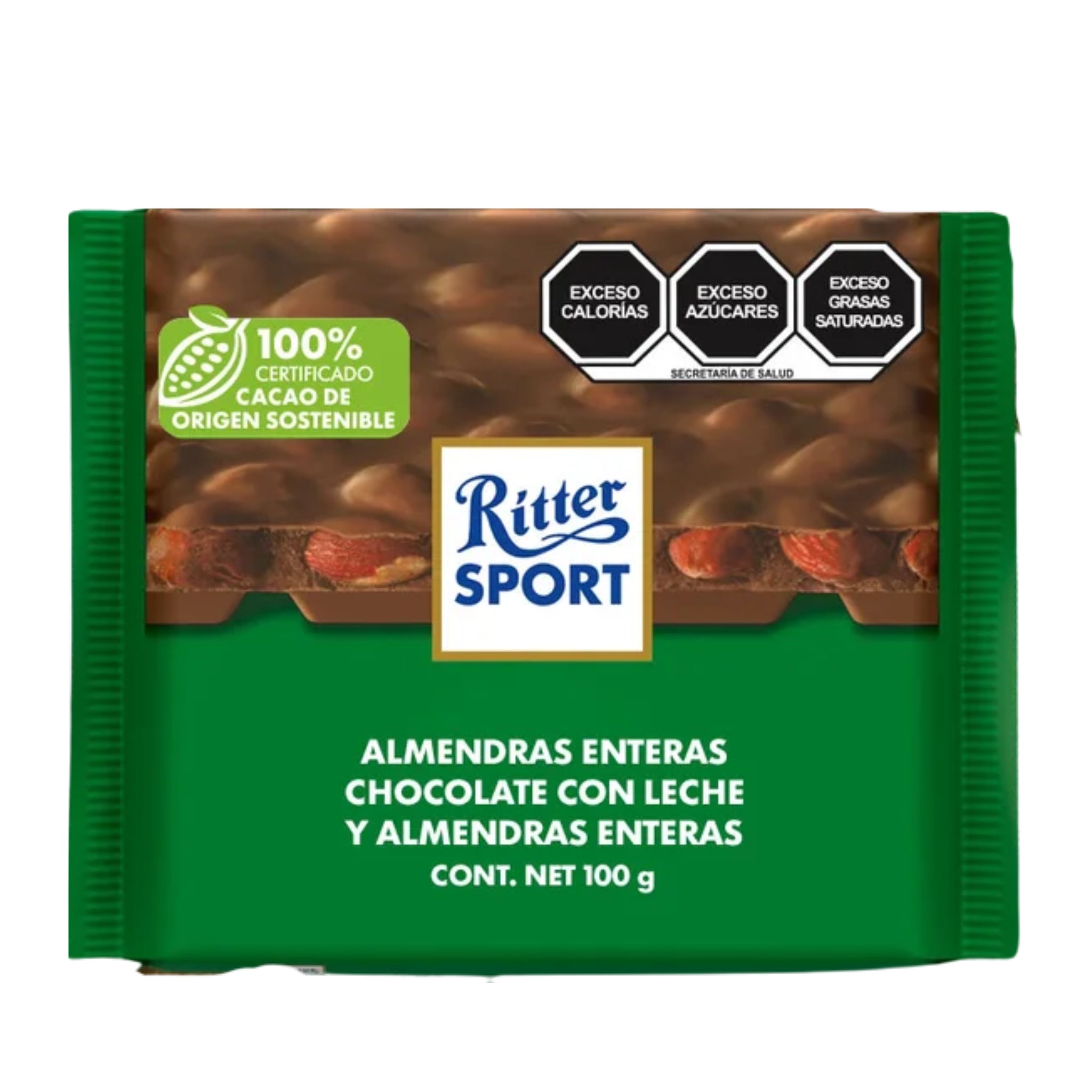 Chocolate Ritter Sport con leche y almendras enteras 100g