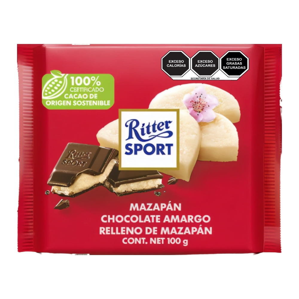 Chocolate Ritter Sport amargo con Mazapám 100 grs.