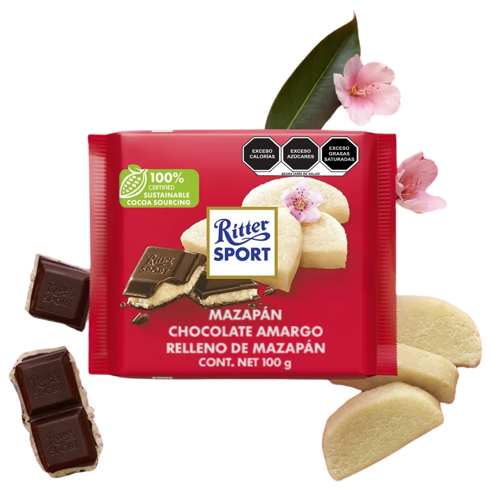 Ritter Sport dark chocolate with marzipan 100 grs.
