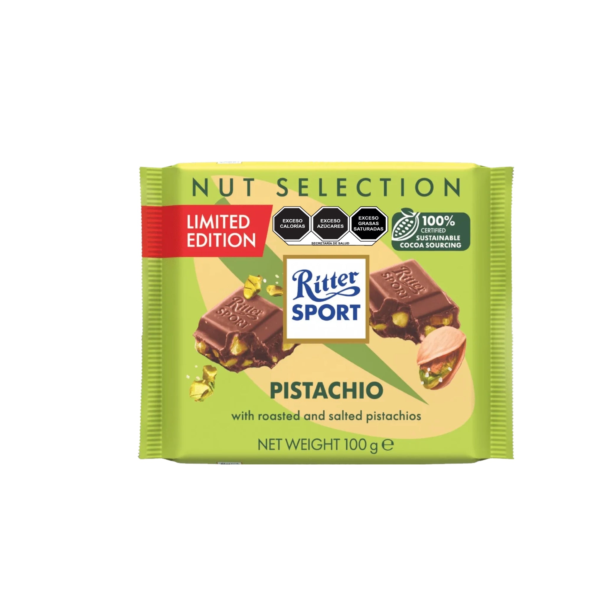 Chocolate Ritter Sport de leche con Pistaches 100 grs.