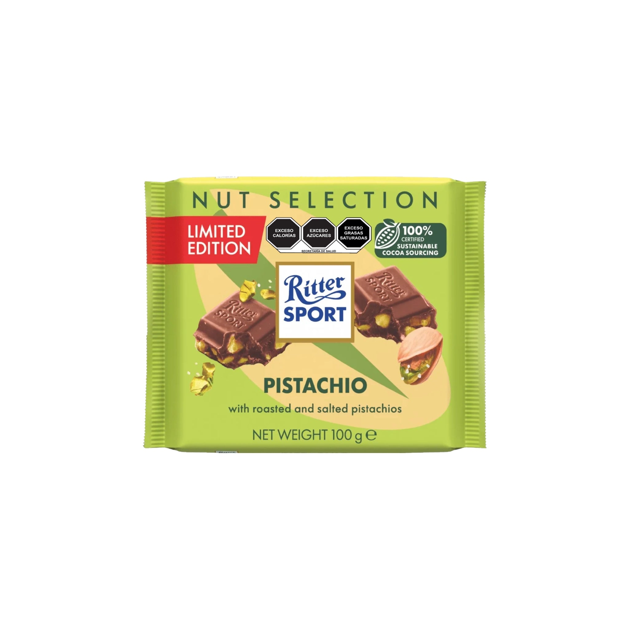 Chocolate Ritter Sport de leche con Pistaches 100 grs.