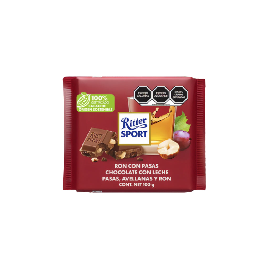Chocolate Ritter Sport Ron con Pasas 100 gramos
