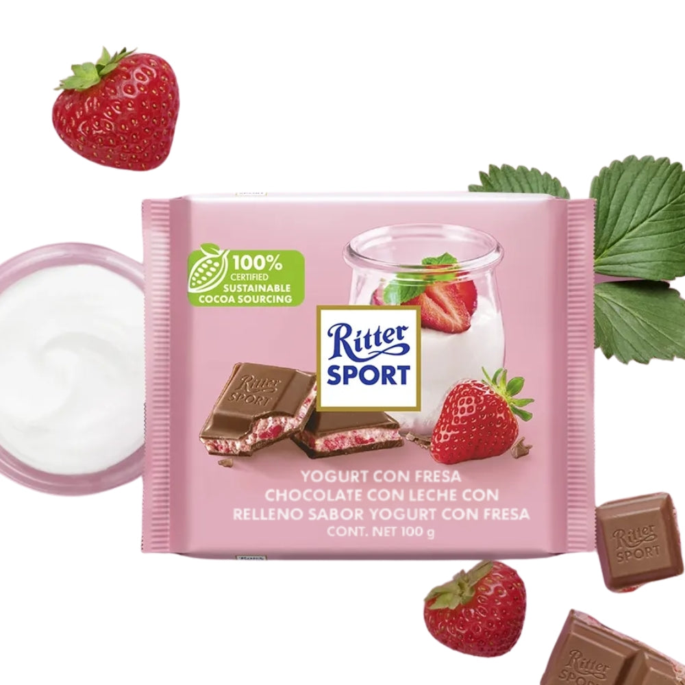 Chocolate con Leche con relleno sabor yogurt con fresa